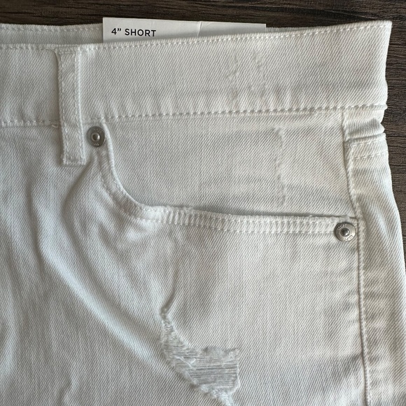 *LOFT* White Denim Frayed 4" Mid Rise Shorts Size 8 NWT - Picture 5 of 13